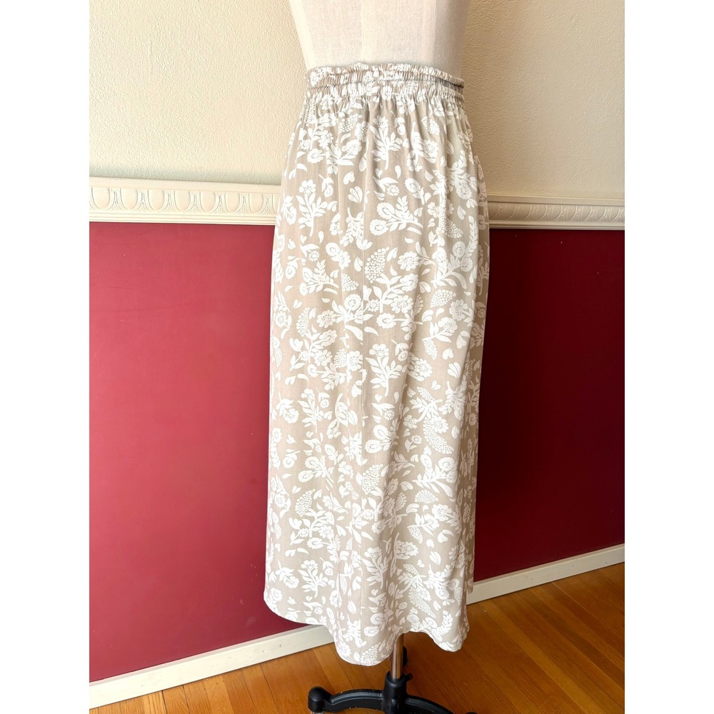 Gina Peters Vintage Floral Maxi Skirt Strapless Dress Beige White Rayon Medium - Picture 5 of 13